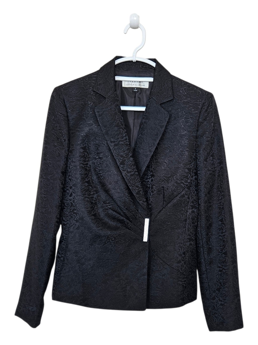 Tahari Arthur S Levine Jaquard Textured Black Blazer Size 8 NWT